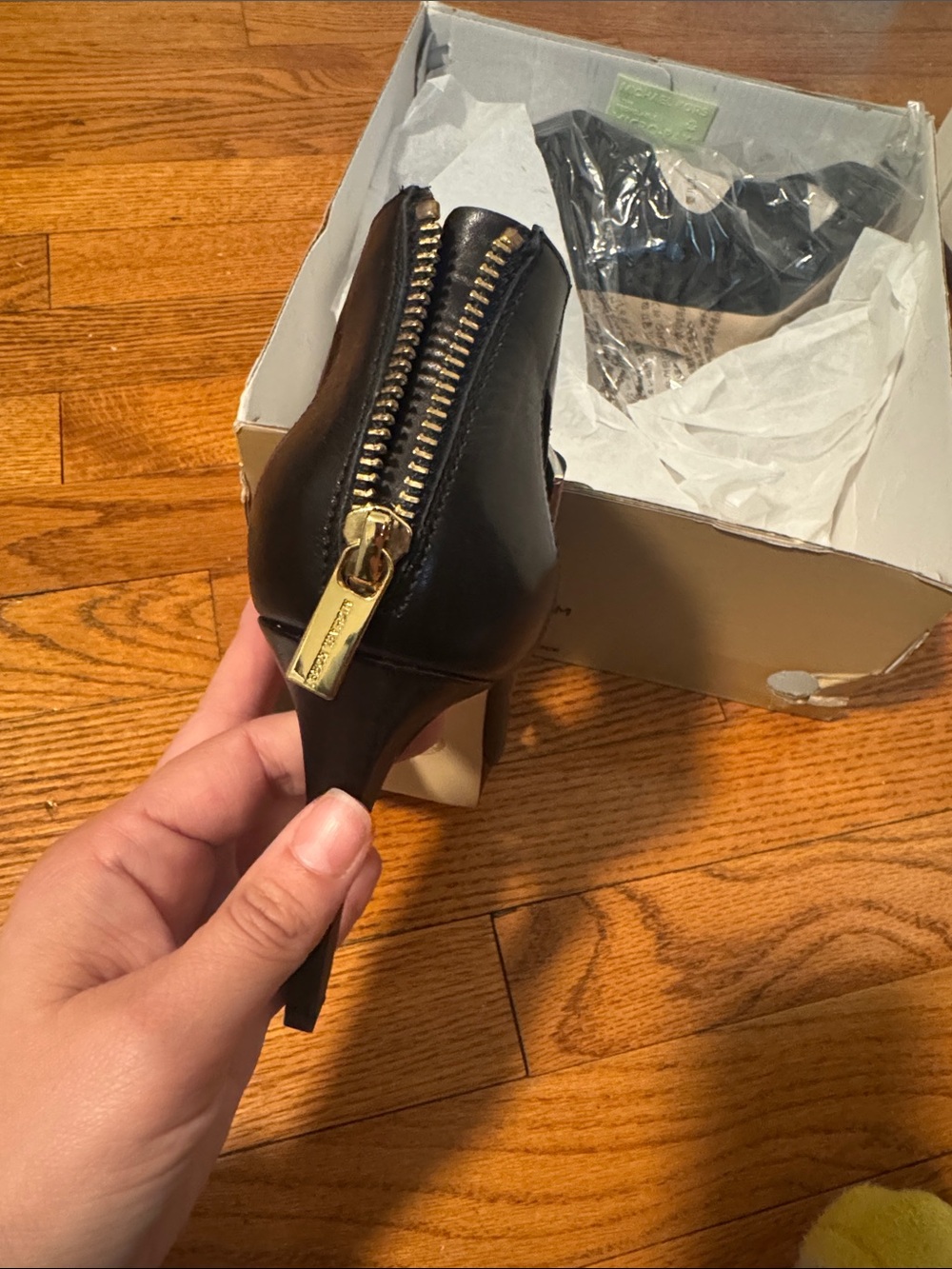 MICHAEL Michael Kors Black Strappy Wedge Sandals with Gold Buckle - Picture 5 of 6